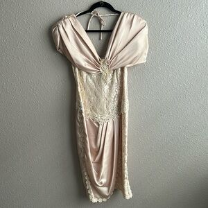 Lorrie‎ Kabala Collectables Vintage satin lace beaded draped dress